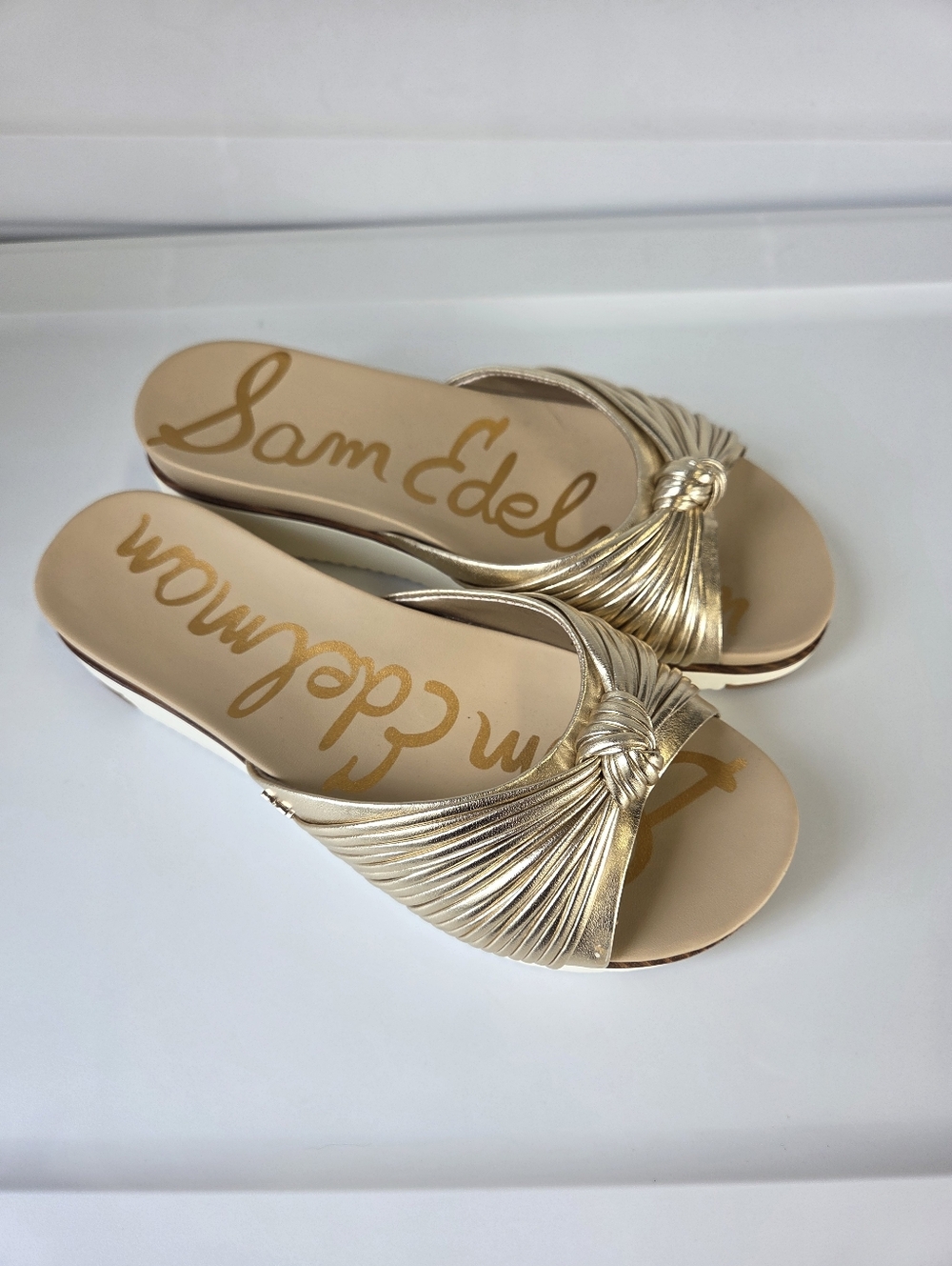 Sam Edelman Adriel Gold Knot Slide Sandals Size 6